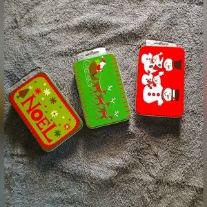 NWT 3 Christmas Holiday Tin Gift Card Holders.